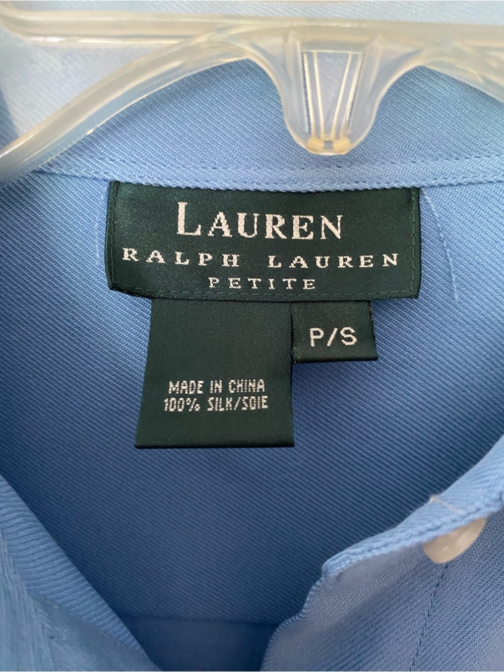 RALPH LAUREN Vintage 100% Silk Blue Button-Front Shirt 3/4 Sleeve Size SP - Picture 4 of 7